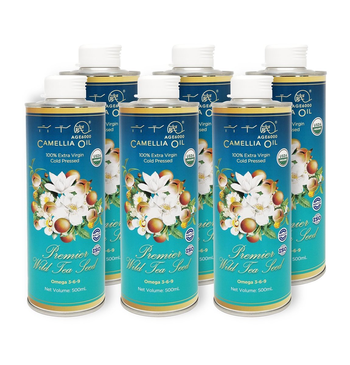 100% Extra Virgin Cold Pressed Premier Camellia Oil (500ml) - Eco Pack x 6