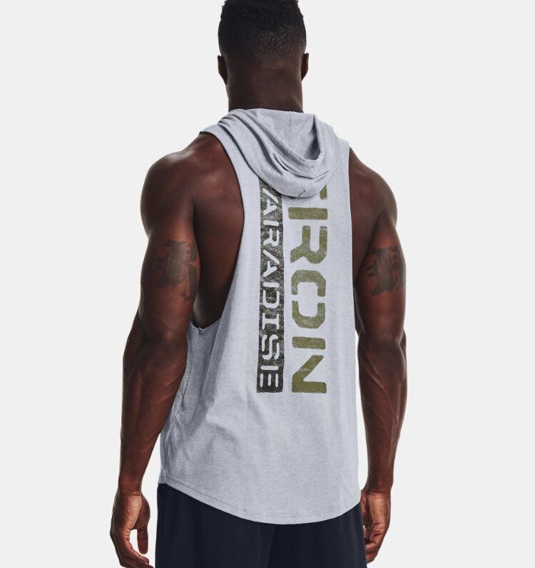 Under Armour | Men's Project Rock Iron Paradise Sleeveless Hoodie | Color :  Grey | Size : LG | HKTVmall The Largest HK Shopping Platform