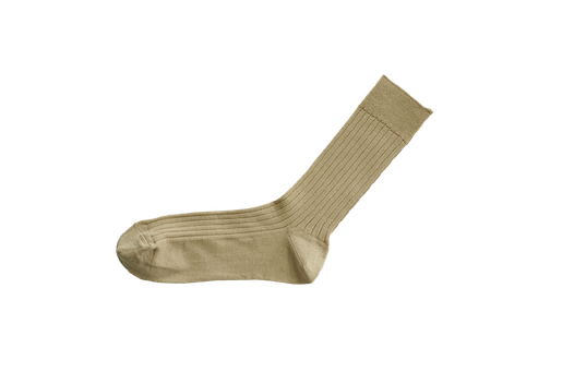 NISHIGUCHI KUTSUSHITA | Silk Cotton Ribbed Socks - Beige (Size S