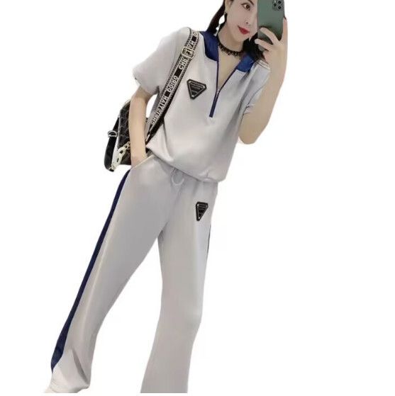 休閒運動套裝【淺灰色】 (尺碼：M-4XL碼) (下單後聯繫客服確認發貨尺碼)#F158027484