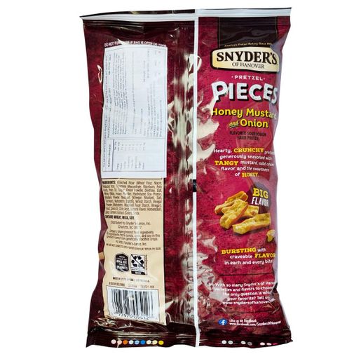 snyder's honey mustard & onion pretzel pieces 22 oz