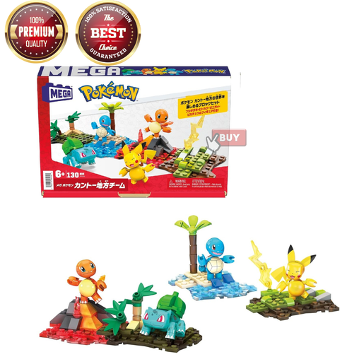 Mega Construx Pokemon Kanto Region Team Building Set, 130 pcs