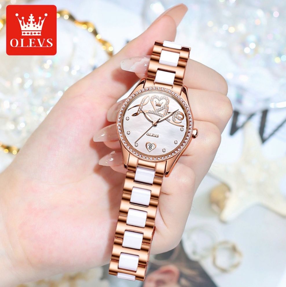 歐利時陶瓷女士手錶(陶瓷帶玫殼白麵女）#S057029225