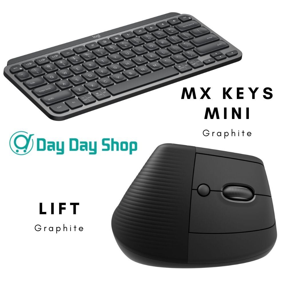 【2 In 1 Office】Logitech Lift Vertical Ergonomic Mouse & MX Keys Mini Minimalist Wireless Illuminated Keyboard｜Graphite｜Authorized Goods