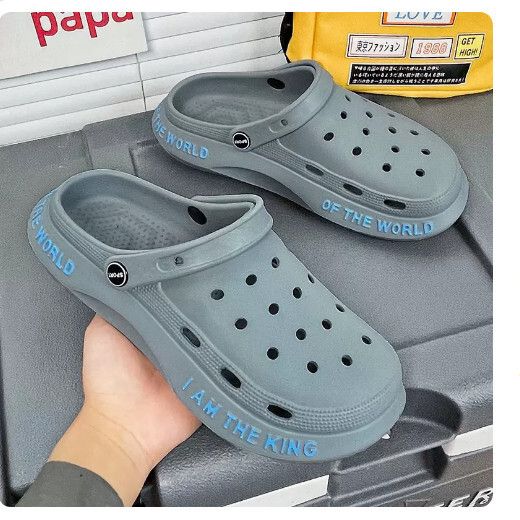 洞洞鞋男【煙灰【休閒款】尺碼【39碼-45碼】標準運動碼【下單後聯絡客服確認發貨尺碼】#F004008084