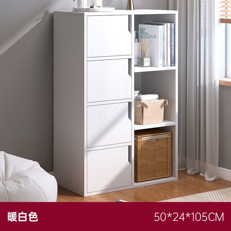 (【四門三格】暖白50cm) 簡易書架置物櫃