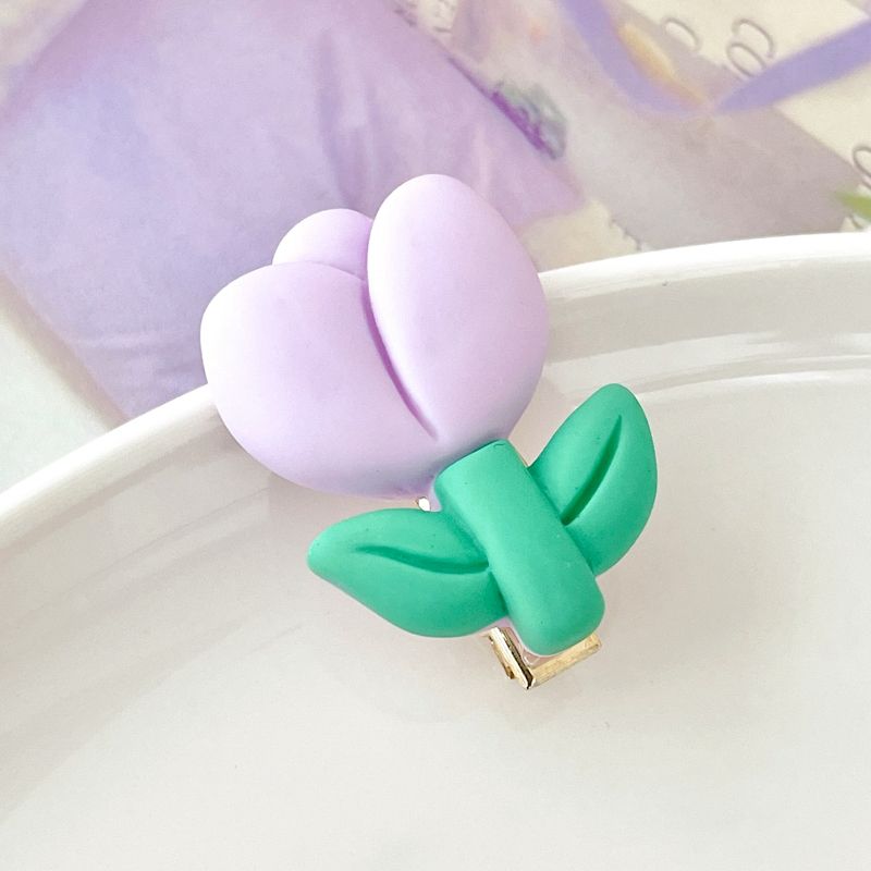 兒童糖果色花朵小髮夾側邊夾 頭飾/髮飾(1-紫色)