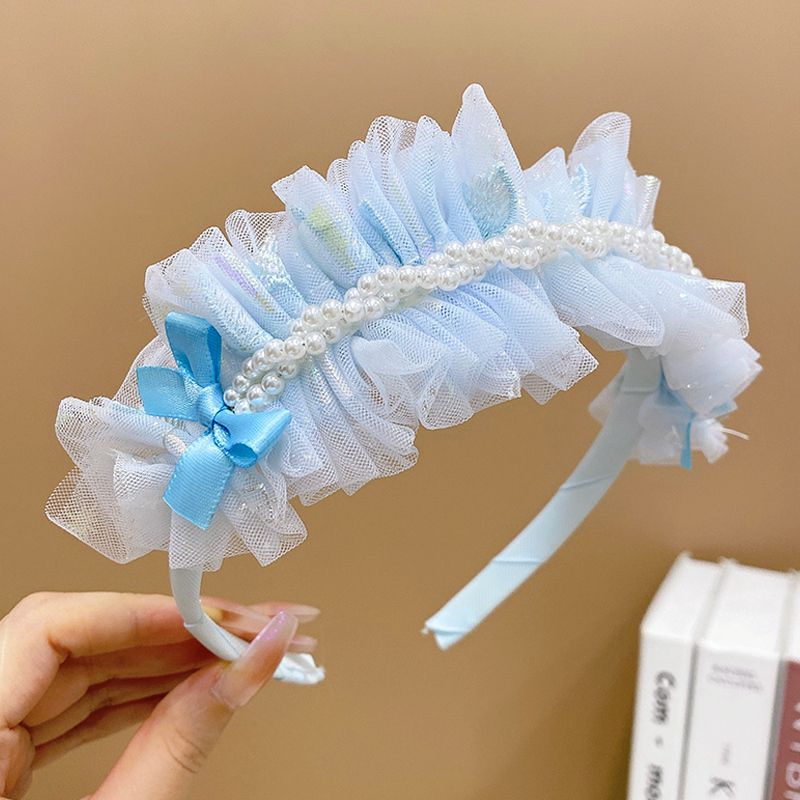 兒童超仙可愛頭箍髮箍髮飾(4#藍色珍珠)