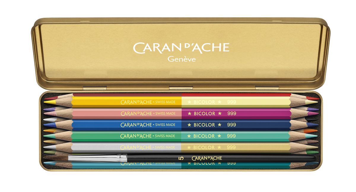 CARAN D'ACHE, COLOUR TREASURE PRISMALO® BICOLOR Set of 12 Coloured Pencils  (Limited Edition)