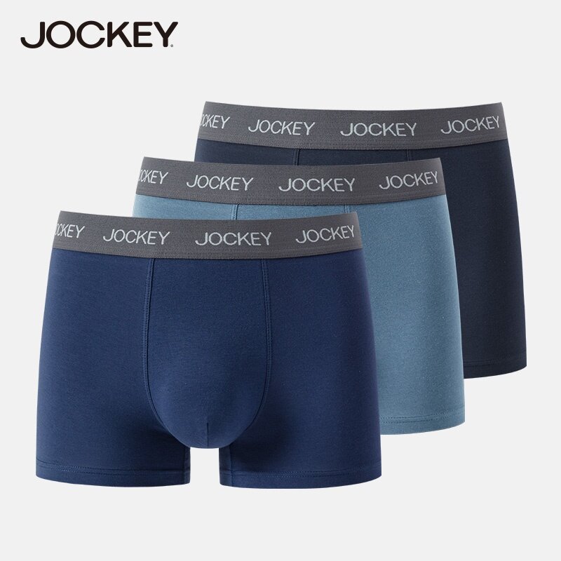 JOCKEY, JOCKEY® MEN'S COTTON STRETCH TRUNK 3PC SET, Color : Blue, Size :  S