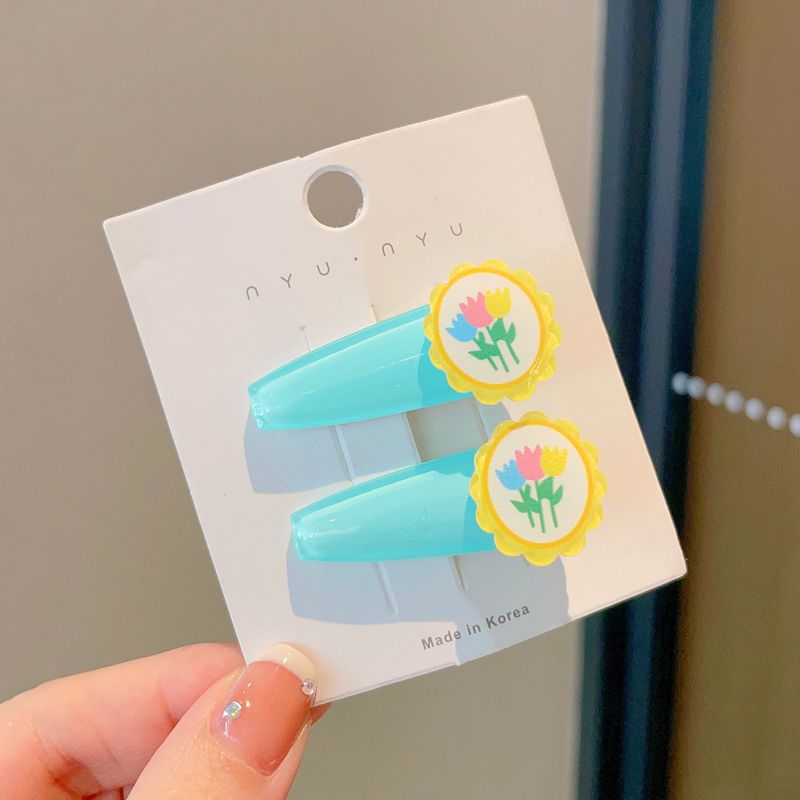 兒童彩色小髮夾側邊夾 頭飾/髮飾(3-天藍鬱金香款)