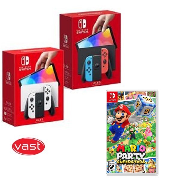 套裝 Switch OLED 遊戲主機 白色+NS Mario Party Superstars 瑪利歐派對 超級巨星