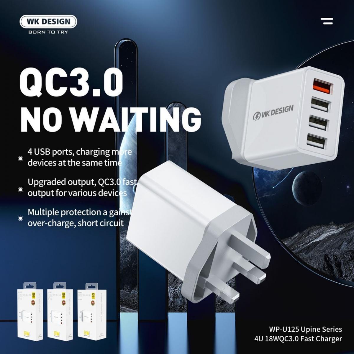 QC 3.0 18W 4U FAST Charger UK