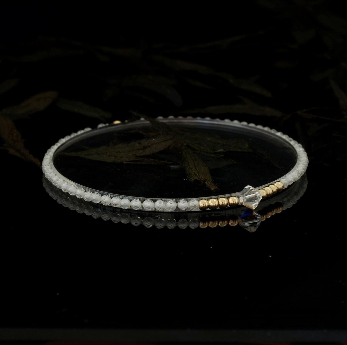 Superfine 14K Gold Filled White Zircon Crystal Bracelet