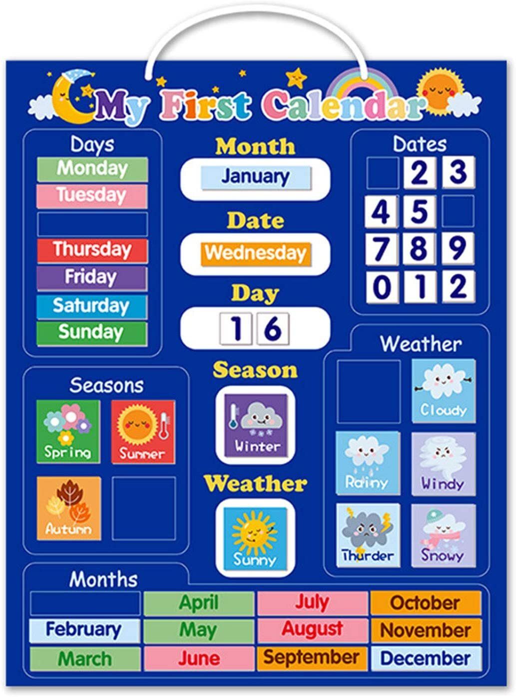 Learning Calendar Size 12.6x15.75 inch Color Blue
