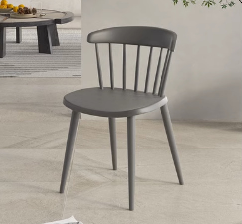 簡約加厚靠背塑膠椅子(灰色)(尺寸:47*41*76CM)