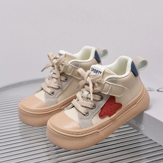 兒童板鞋休閒麵包鞋（米色 24碼-37碼）（下單後請聯酪客服確認發貨尺碼）#K018001428