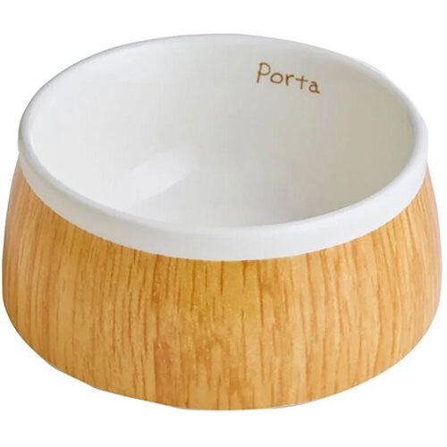 Porta犬用餐具木紋陶瓷餐碗 M size (W26509)