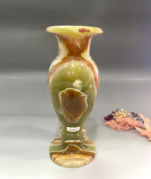 OCEAN GREEN | 全天然瑪瑙7花瓶, 瑪瑙花瓶, Onyx Vase,條紋瑪瑙, 瑪瑙