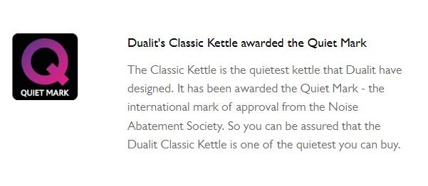 Quiet Mark  Dualit Classic Kettle