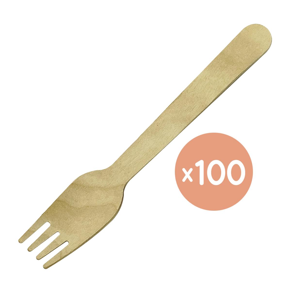 環保木製餐叉, 長16cm, 100隻
