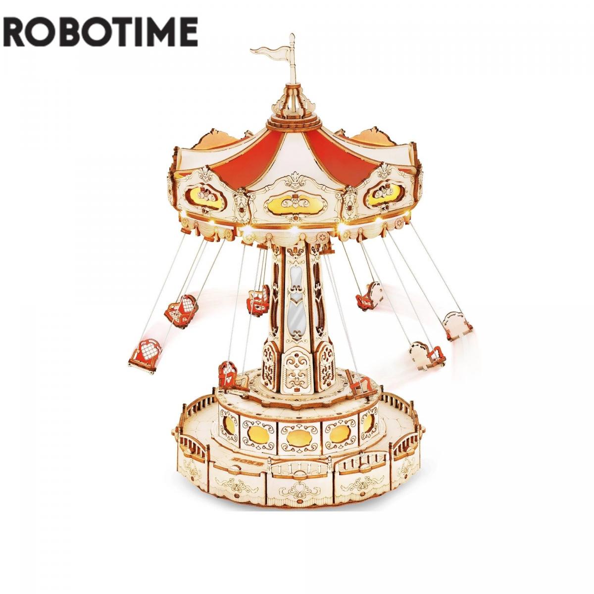 ROBOTIME, ROKR Swing Ride DIY Music Box 3D Wooden Puzzle EA02