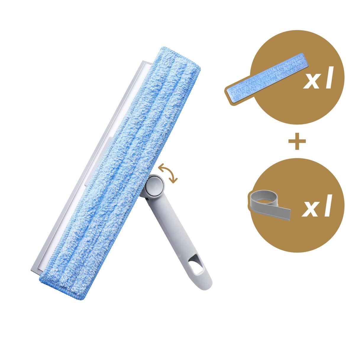 2 in 1 Combo Swivel Squeegee and Window Scrubber, 30cm With extra Washers & Squeegee Blade