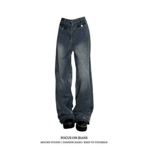 復古窄版闊腿牛仔褲【復古藍】尺碼【S碼-XL碼】【下單後請聯絡客服確認發貨尺碼】#K022001086