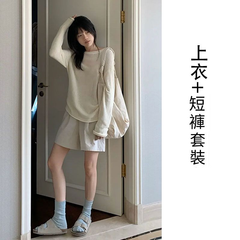 上衣+短褲【套裝】（圖片色 S碼-XL碼）（下單後請聯絡客服確認發貨尺碼）