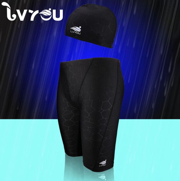 平角速幹泳褲【XL-4XL】【五分水波紋褲+帽】(下單後聯絡客服確認發貨尺碼) #H246026078