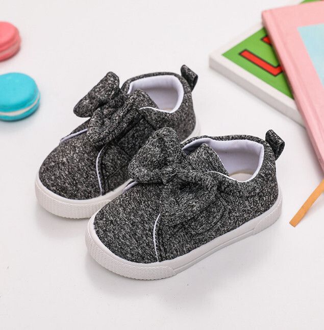 兒童蝴蝶結帆布鞋(黑色)(5/22碼~10/27碼，下單後請與客服確認發貨尺碼)