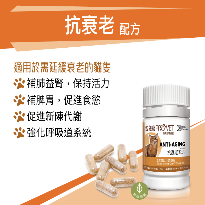 WAI YUEN TONG | ProVet Anti-Aging Formula 30 capsules (For Aging Cat ...