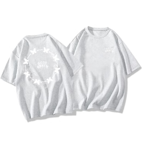 短袖t恤【XS-2XL】【白花灰】(下單後聯絡客服確認發貨尺碼) 
