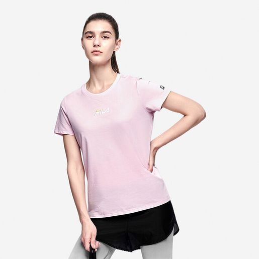 pink embroidered fila