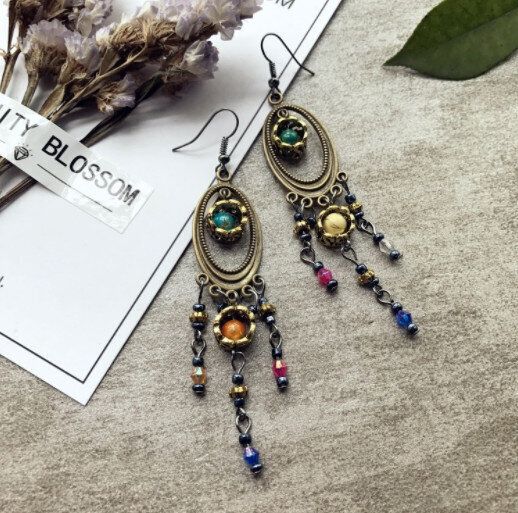 海邊復古民族風玫瑰花耳環(下單後請聯絡客服確認發貨款式)