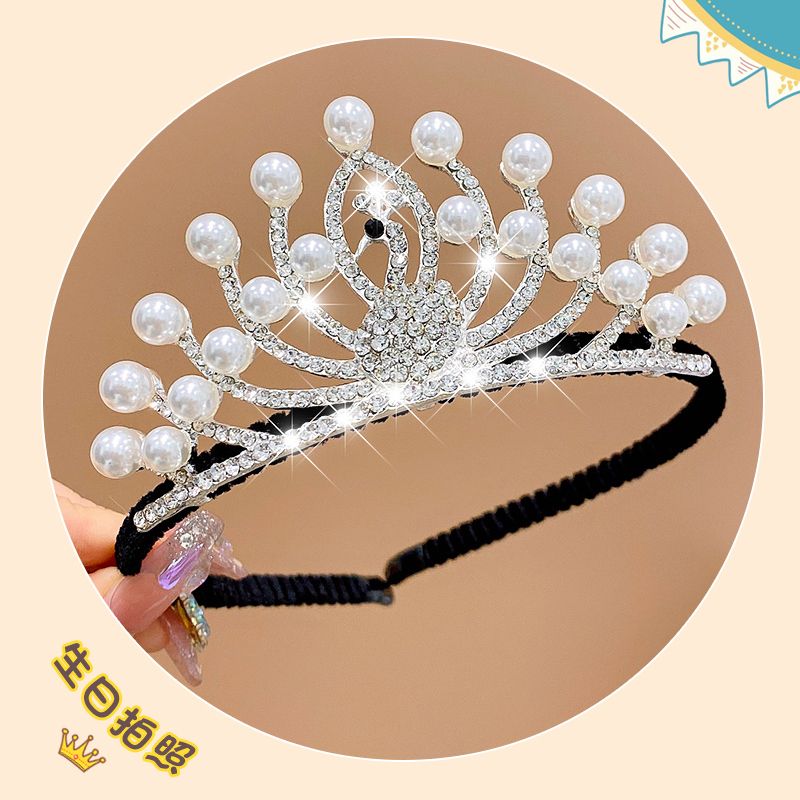 女童皇冠髮箍王冠頭箍髮飾(6#白蓉)