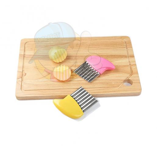 Crinkle Cutter, Stainless Steel Waffle Fry Cutter, Wavy Chopper for Veggies Potato Carrots Butter Lettuce, 2 PCS(Pink and Blue)