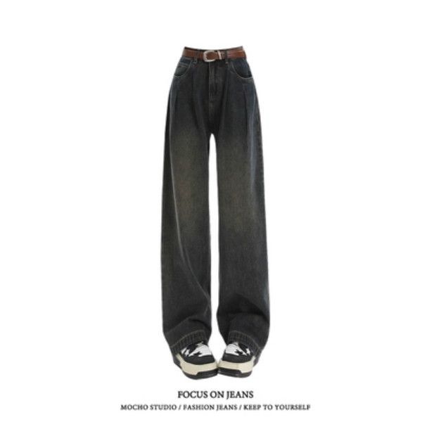 闊腿牛仔褲【岩灰色】尺碼【S碼-XL碼】【下單後請聯絡客服確認發貨尺碼】#K022001096