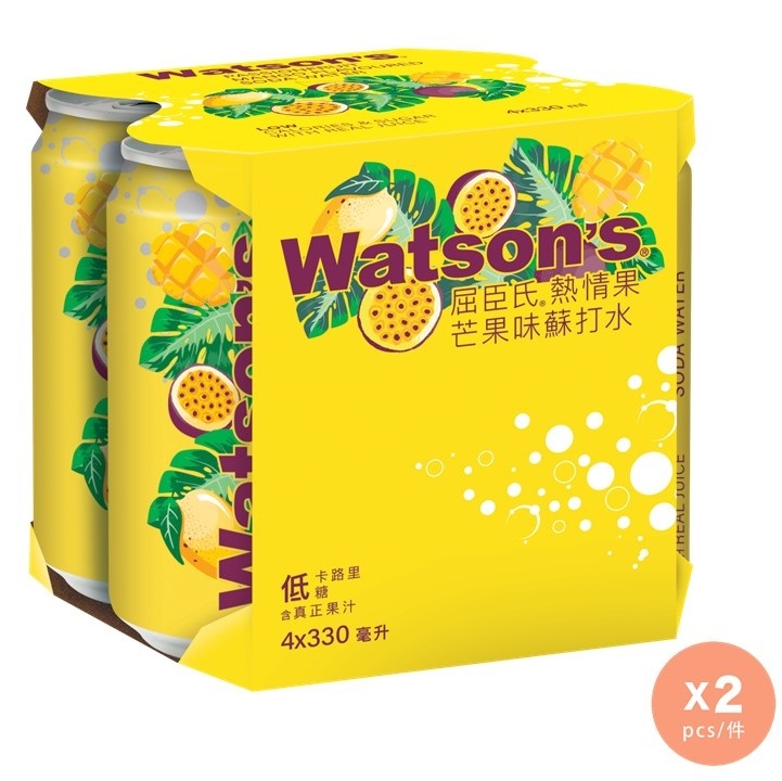 Passionfruit Mango Flavoured Soda Water 330 ml x 4 x 2 (Random delivery of old and new packings)