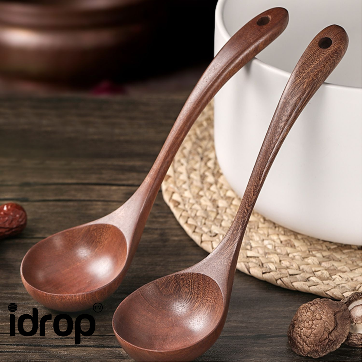 idrop | Ebony wooden spoon | Color : Natural Wood (With Coconut Palm ...