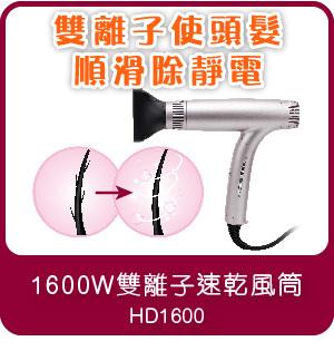 1600W Dual Ions Hair Dryer - HD1600