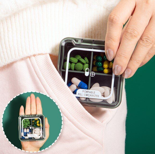 Pill box portable small mini mini 7 days a week large-capacity storage box dispenser carry-on dispen