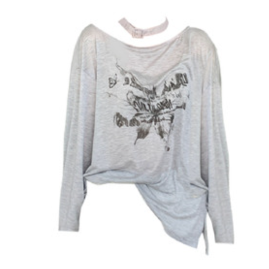 輕薄T恤（淺灰色）（尺碼：S-L）（下單後聯絡客服確認發貨尺碼）#F354_001_007