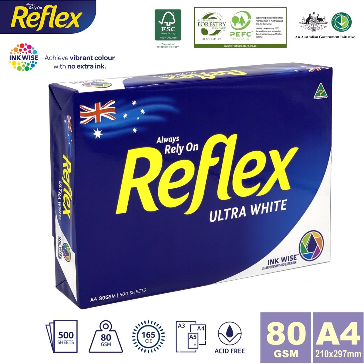 80gsm A4 Austratian REFLEX Ultra-white 