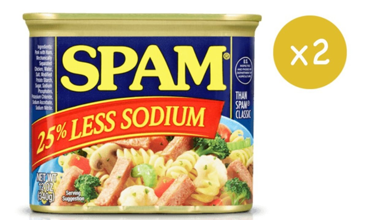 (2罐裝) 荷美爾SPAM 25%低鹽 輕怡火腿午餐肉 (2 罐 x 12oz)#00115445 HORMEL Spam 25% Less Sodium Luncheon Meat #新舊包裝隨機發