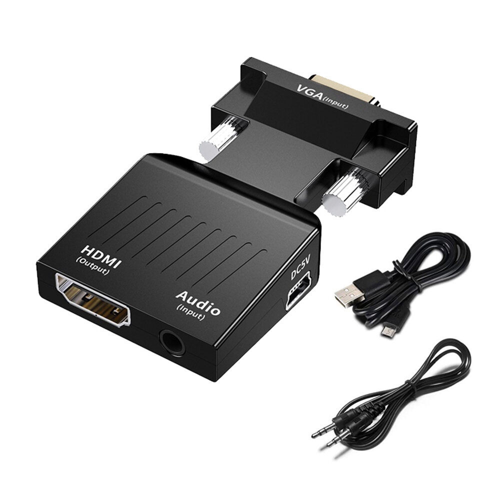 B (VGA 轉 HDMI) HDMI轉VGA 帶音頻供電轉接頭 電腦機頂盒 HDMI母轉顯示器 VGA公轉換器