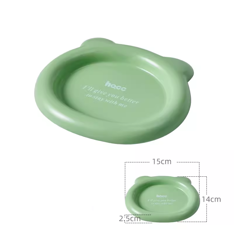 可愛熊仔造型陶瓷碟(綠色) X2