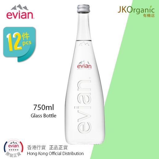 Evian Natural Mineral Water in Glass Bottle 750 ml