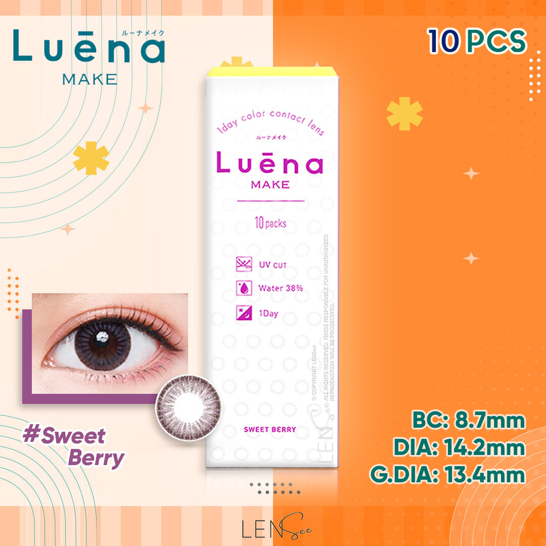 Luēna MAKE, Luena Make 1-Day Color Contact Lenses - Sweet Berry (10Pcs) (P  -0.00) [Shortest Expiry: 2024/03], Size : -0.00