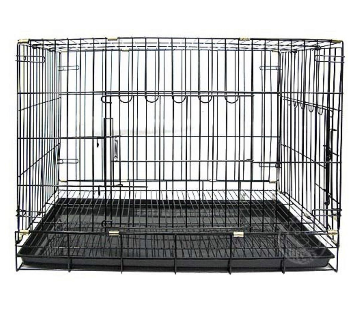 Double Door Folding Metal Dog Cage (Black Pop)| (60x42x51) 黑爆花